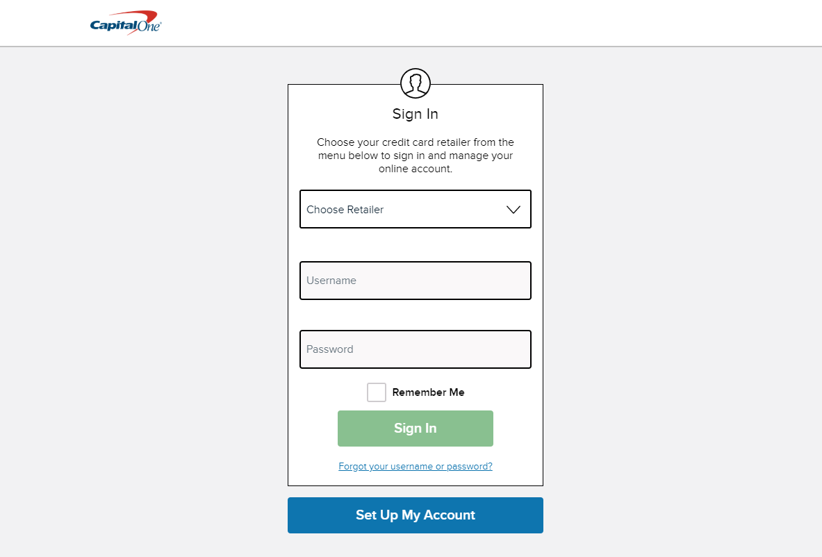 Login into the Capital One Retail Services