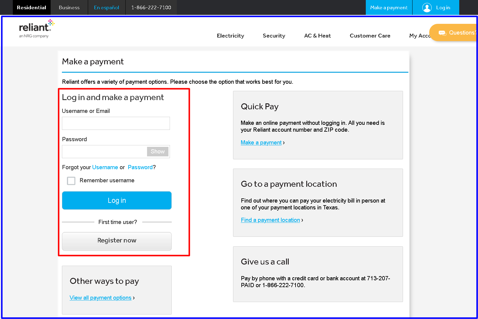 Pay Reliant Energy Bill